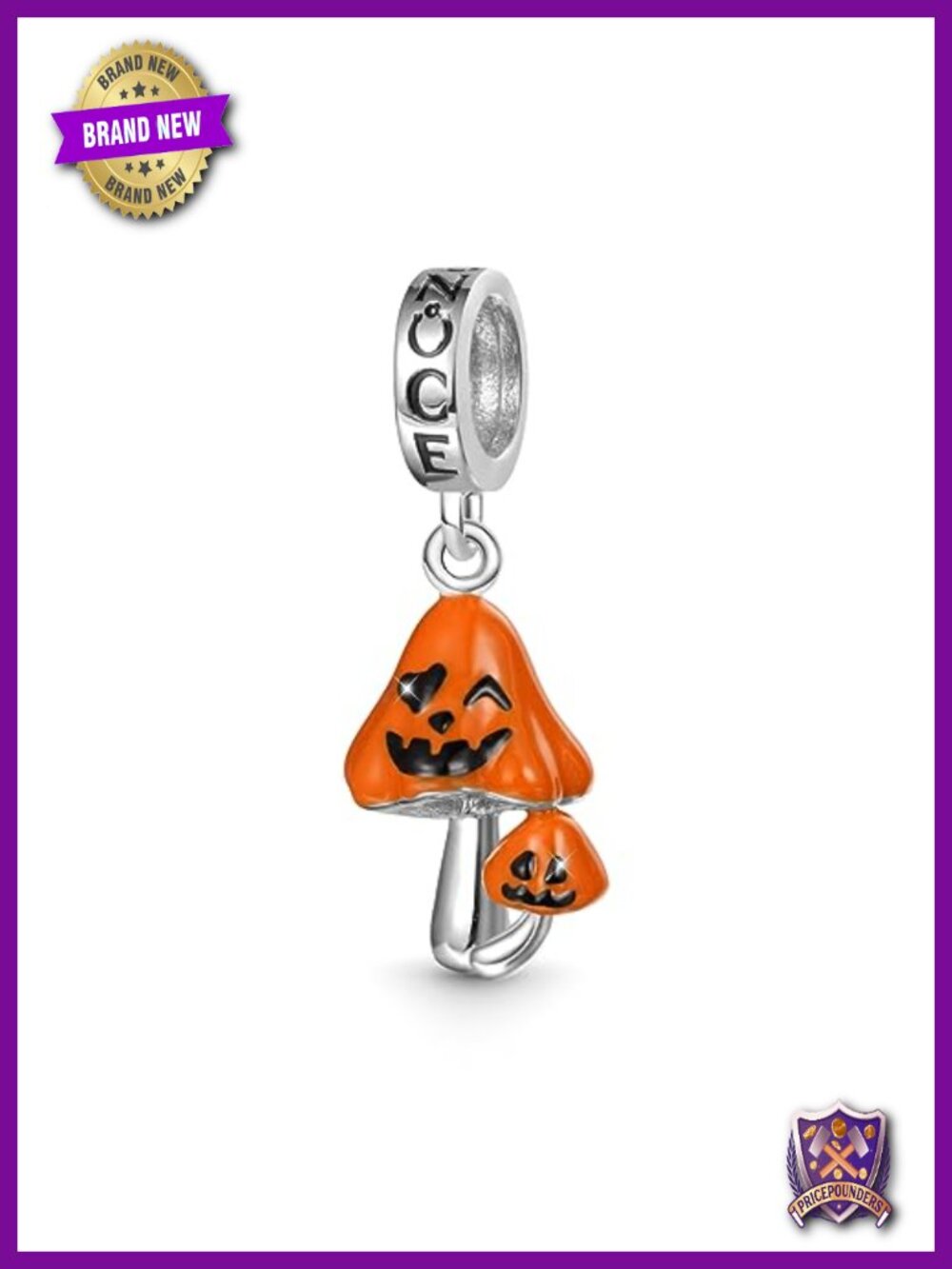 925 Sterling Silver Halloween Mushroom Toadstool Dangle Charm Bracelet